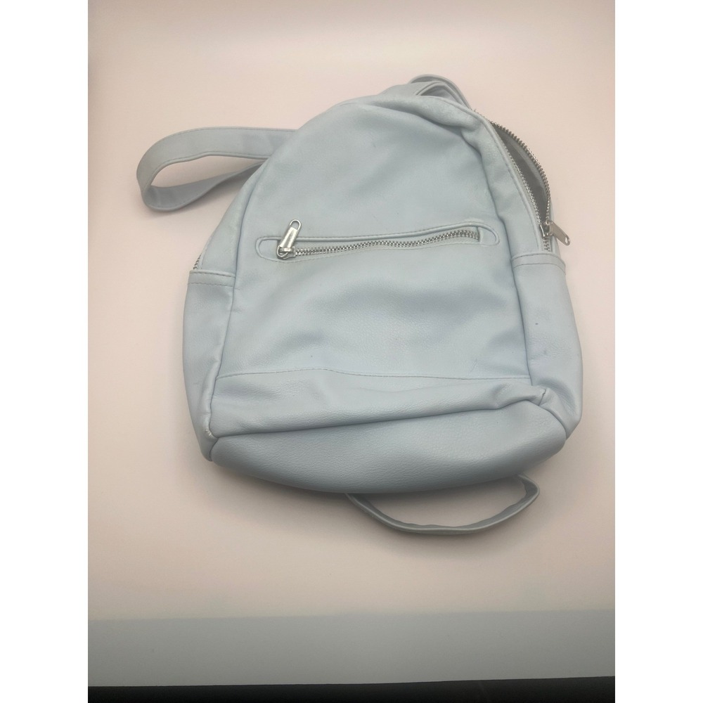 Wild Fable Light Blue Faux Leather Mini Backpack Silver Hardware Zippered Pocket